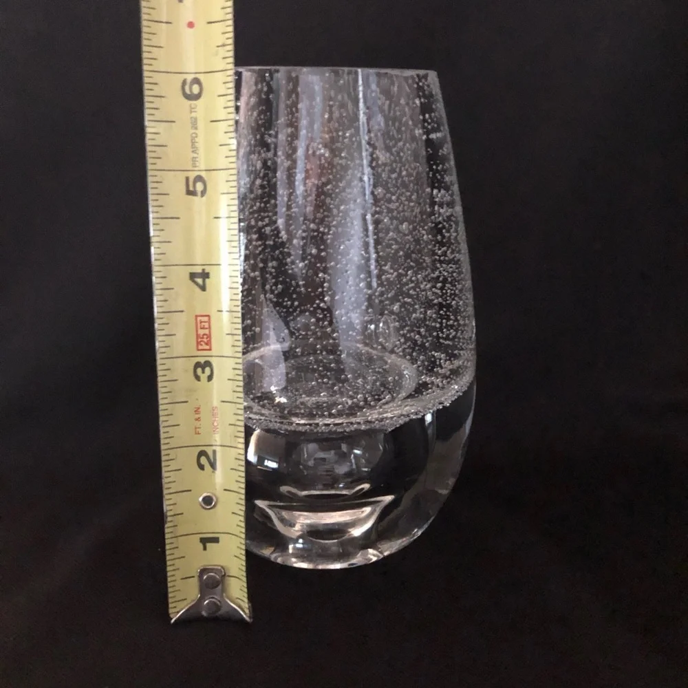 Crystal Hand Blown & Shaped Vase Clear Bubbles Made in Poland